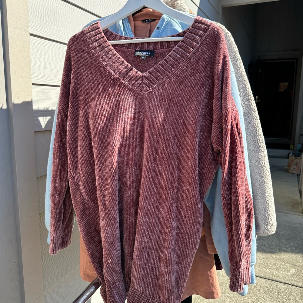 Express Mauve V-Neck Sweater for Women